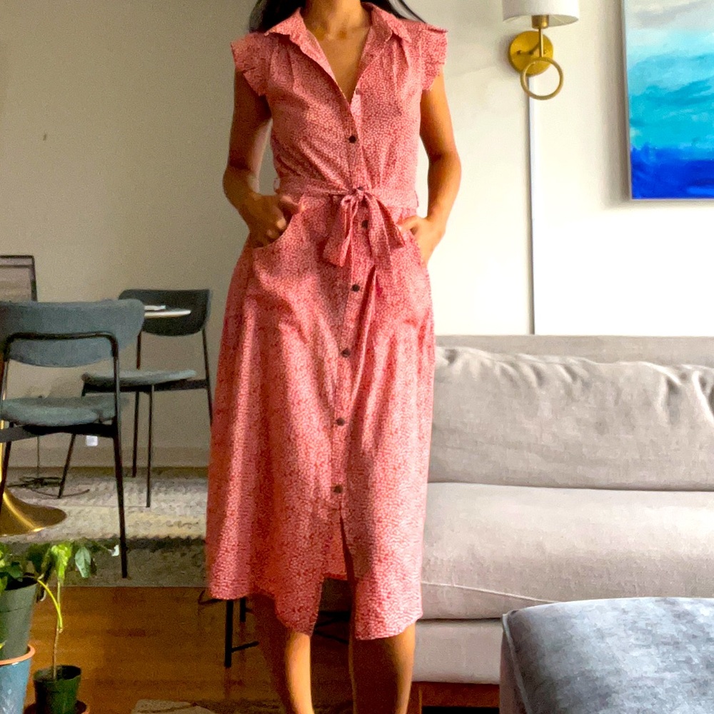 Monteau Los Angeles floral dress peach and white